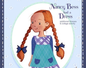 Afdrukbare papieren pop - Nancy Bess en vrienden Instant Digitale PDF-download (extra jurken en collage-activiteit)