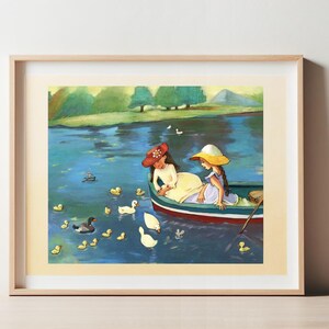 Visiting the Ducks - Children's or Nursery wall art print - Children's decor - Family decor - Classic art decor - Inspired by Mary Cassatt