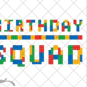 Birthday Squad SVG. PNG. Cricut cut files, Silhouette. Layered files. Block Font. Signs, Tshirts, Onesies. DXF, eps. Instant download.