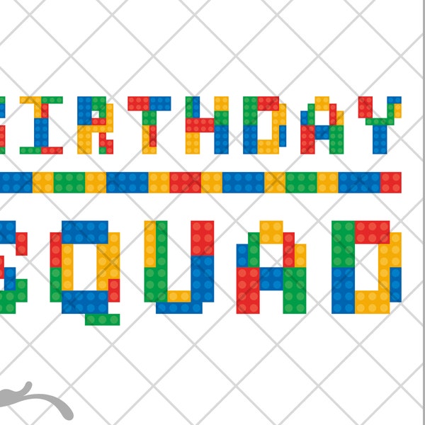 Birthday Squad SVG. PNG. Cricut cut files, Silhouette. Layered files. Block Font. Signs, Tshirts, Onesies. DXF, eps. Instant download.