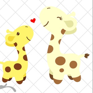 Jirafa SVG. PNG. Cricut archivos cortados, archivos en capas. Archivos de silueta. Madre, bebé, lindo, amarillo, Safari, zoológico, DXF, eps.  ¡Descarga instantánea!