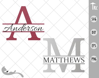 Monogram SVG. PNG. Cut files for Cricut, Laser, Silhouette. Split frame, Alphabet, Letters, Initials. Customize. DXF eps. Digital.
