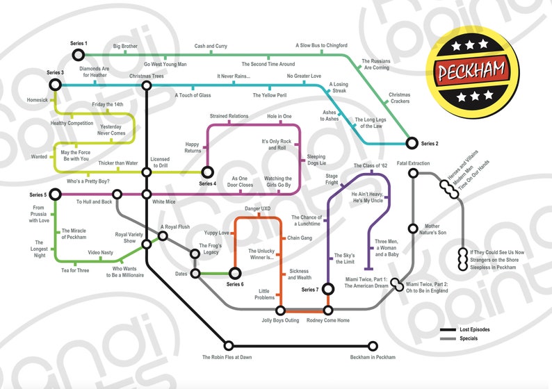 Only Fools and Horses Tube Map Only Fools Print OFAH Map OFAH Tube Map ...