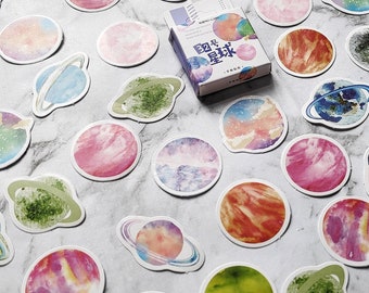 45 pieces Watercolour Planet Stickers,Space Stickers Pack,Solar System,Cute Space Stickers,Junk Journal,Space Stickers Laptop,Journal,Diary