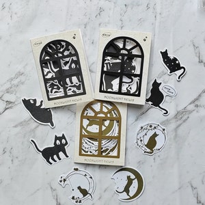 20 pcs Moonlight Cat Series Sticker Pack,Black Cat Stickers,Cartoon Cat Stickers,Cute Cat Stickers,Cat Stickers Kawaii,Cat Laptop Stickers
