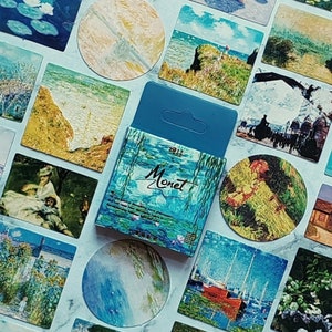 Famous painting stickers 45 pcs,Monet stickers pack,Monet painting stickers, William Morris,scrapbook stickers,journal stickers,Deco sticker