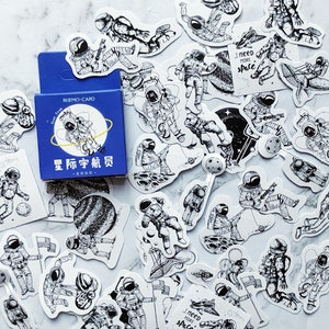 Set di adesivi astronauta da 45 pezzi, adesivi astronauta, adesivi spaziali, kawaii, adesivi pianificatore, adesivi per diario, adesivi per album, adesivi pianificatore