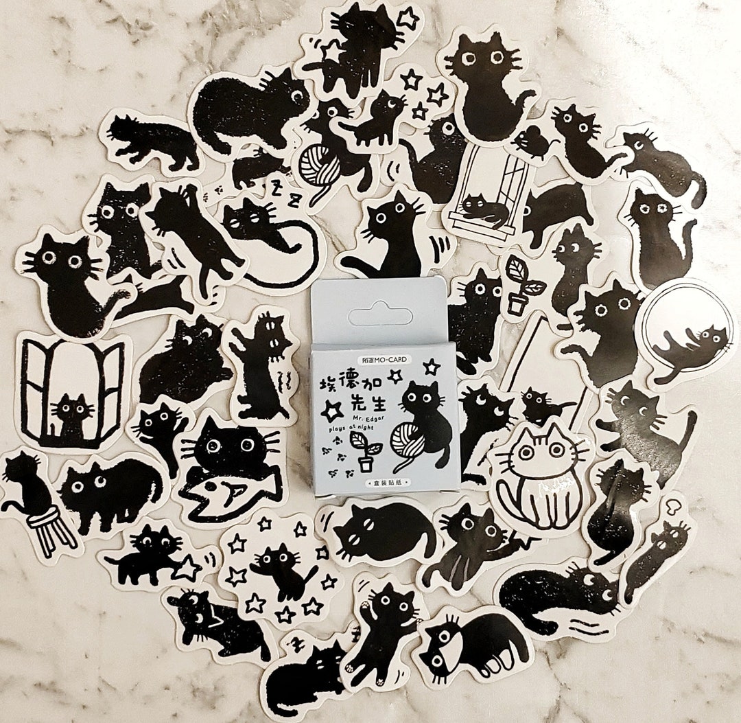 Cartoon Cat Stickerssticker Box 45pcscat Stickers Funnycat Etsy UK
