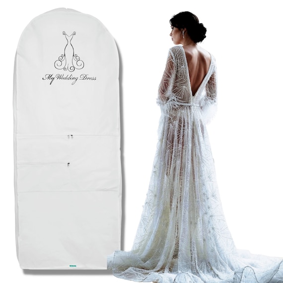 Wedding Dress Garment Bag, Bridal Gown Storage with Pockets