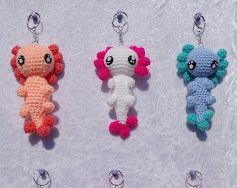 Axolotl Plushie Keyrings Amigurumi Kawaii Axolotl Keycharm Cute Crochet Bag Charm