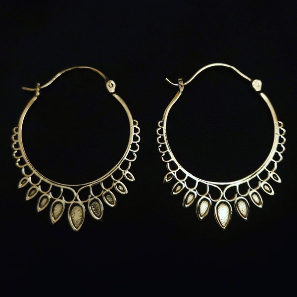 Feathered love brass earrings