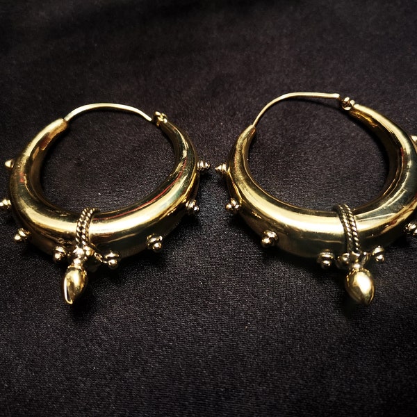Rajasthani Warrior Large Brass Earrings