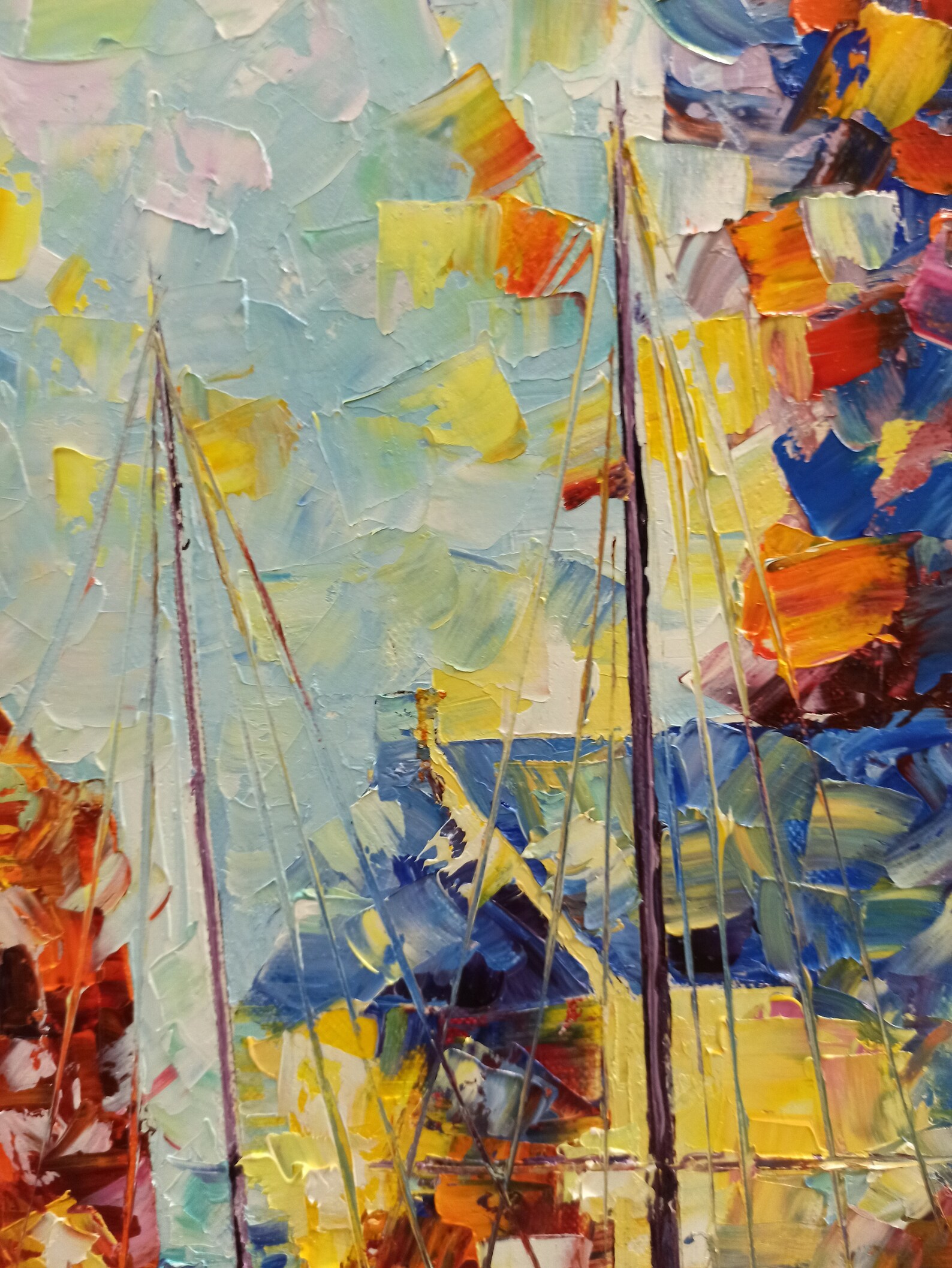 Windmill Original Oil Painting on Canvas Boats at the Pier Etsy