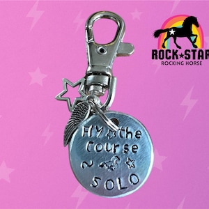Lucky Bridle/ halter charm for show jumping. Personalised horse name tag. Hand stamped.