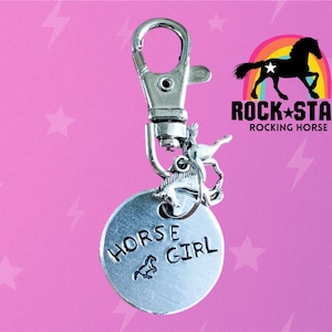 Horse Girl Key Chain/ Bridle/ halter charm. Personalised horse name tag. Hand stamped. Horse lover gift