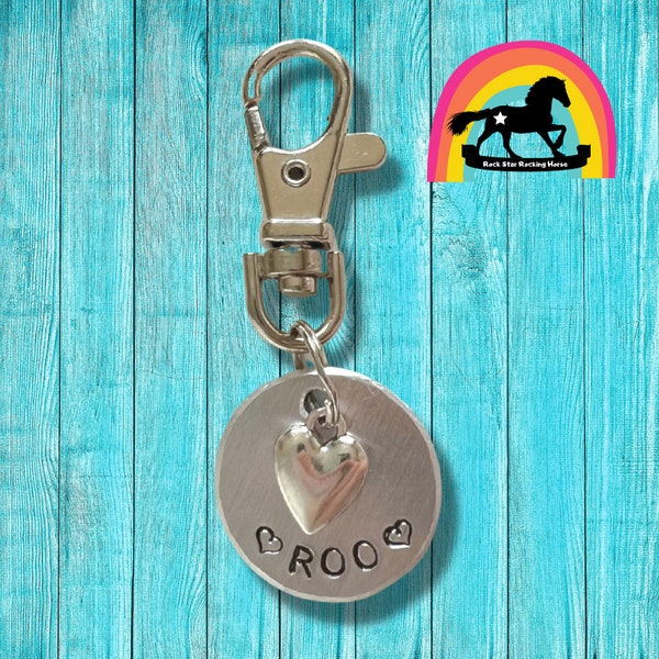 Bridle/ halter charm. Personalised horse name tag. Hand stamped. Heart Charm