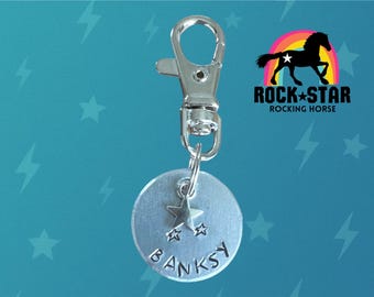 Bridle/ halter charm. Personalised horse name tag. Hand stamped.