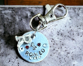Hand Stamped Bridle Charm: Personalized Horse Name Tag with Crystals