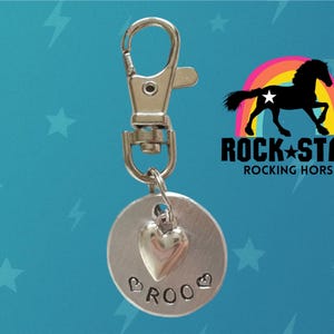 Bridle/ halter charm. Personalised horse name tag. Hand stamped. Heart Charm
