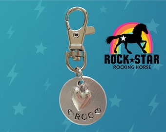 Bridle/ halter charm. Personalised horse name tag. Hand stamped. Heart Charm