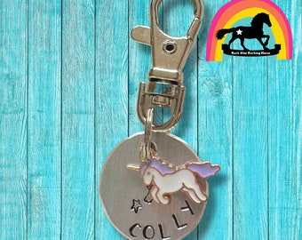 Bridle/ halter charm. Personalised horse name tag. Hand stamped. Unicorn Charm