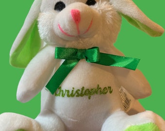 Personalzied White Plush Easter Bunny