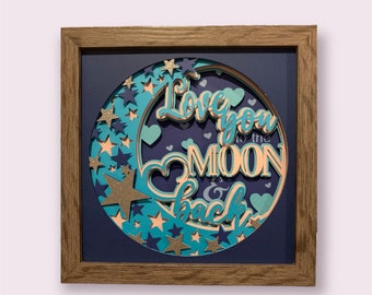 Love you to the moon and back 3D framed paper art