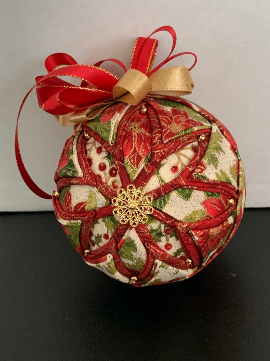 Handmade Quilted Poinsettia Ornament Etsy