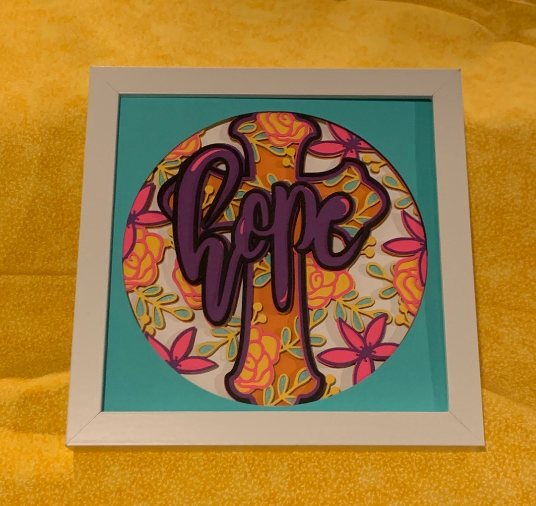 3D Framed Hope With Cross Picture - Etsy