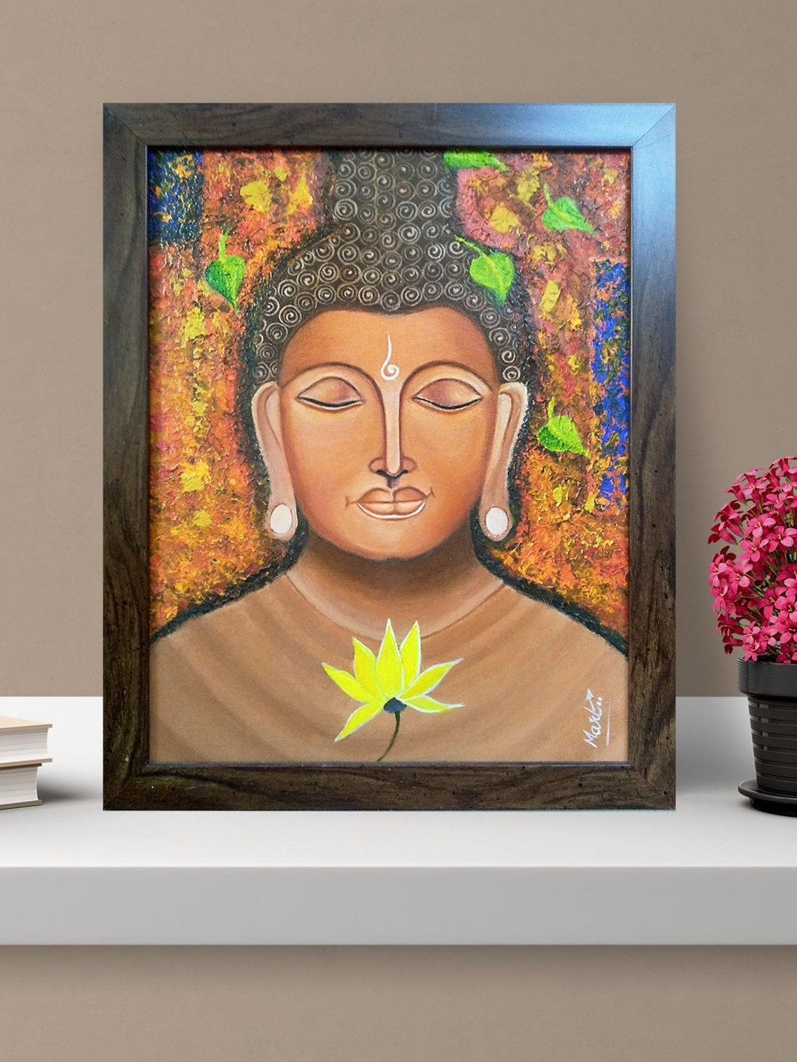 Buddha original canvas paintingBuddha lotus paintingacrylic Etsy