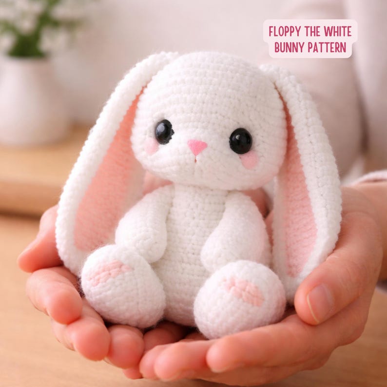 Floppy White Bunny Crochet Pattern - Soft Amigurumi Rabbit Plush Toy ...