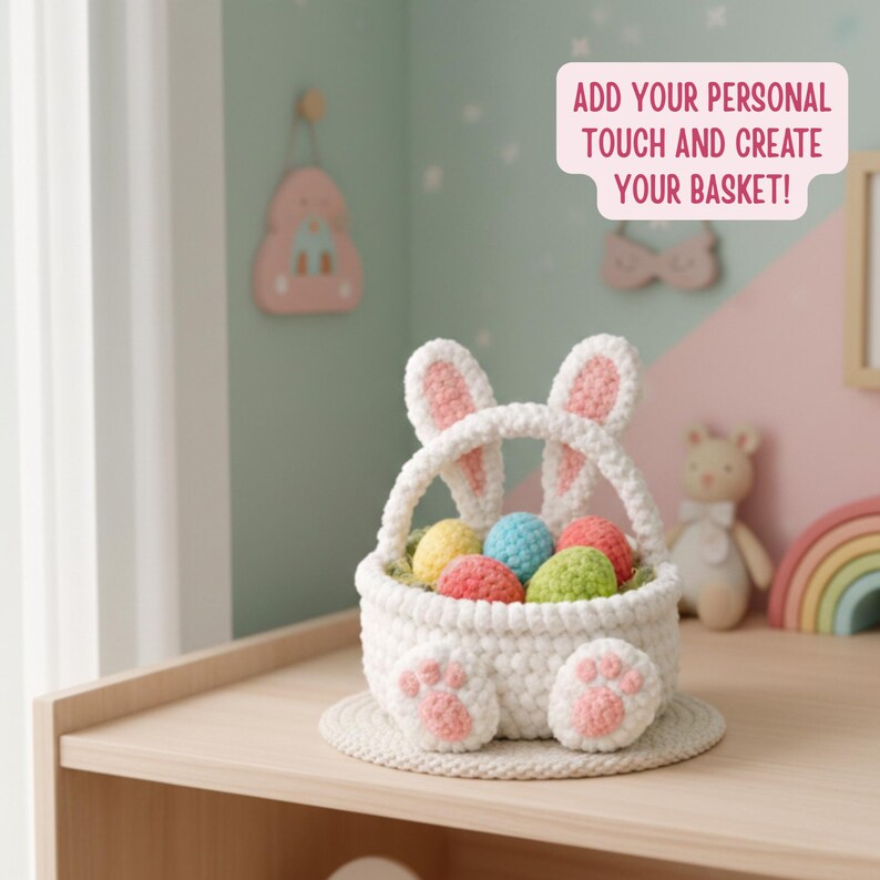 Easter Bunny Basket Crochet Pattern - Easter Basket & Eggs Crotchet Set ...