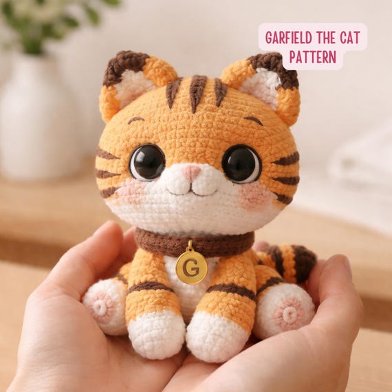 Amigurumi Orange Cat Crochet Pattern - Orange Stripes Kitten Plush