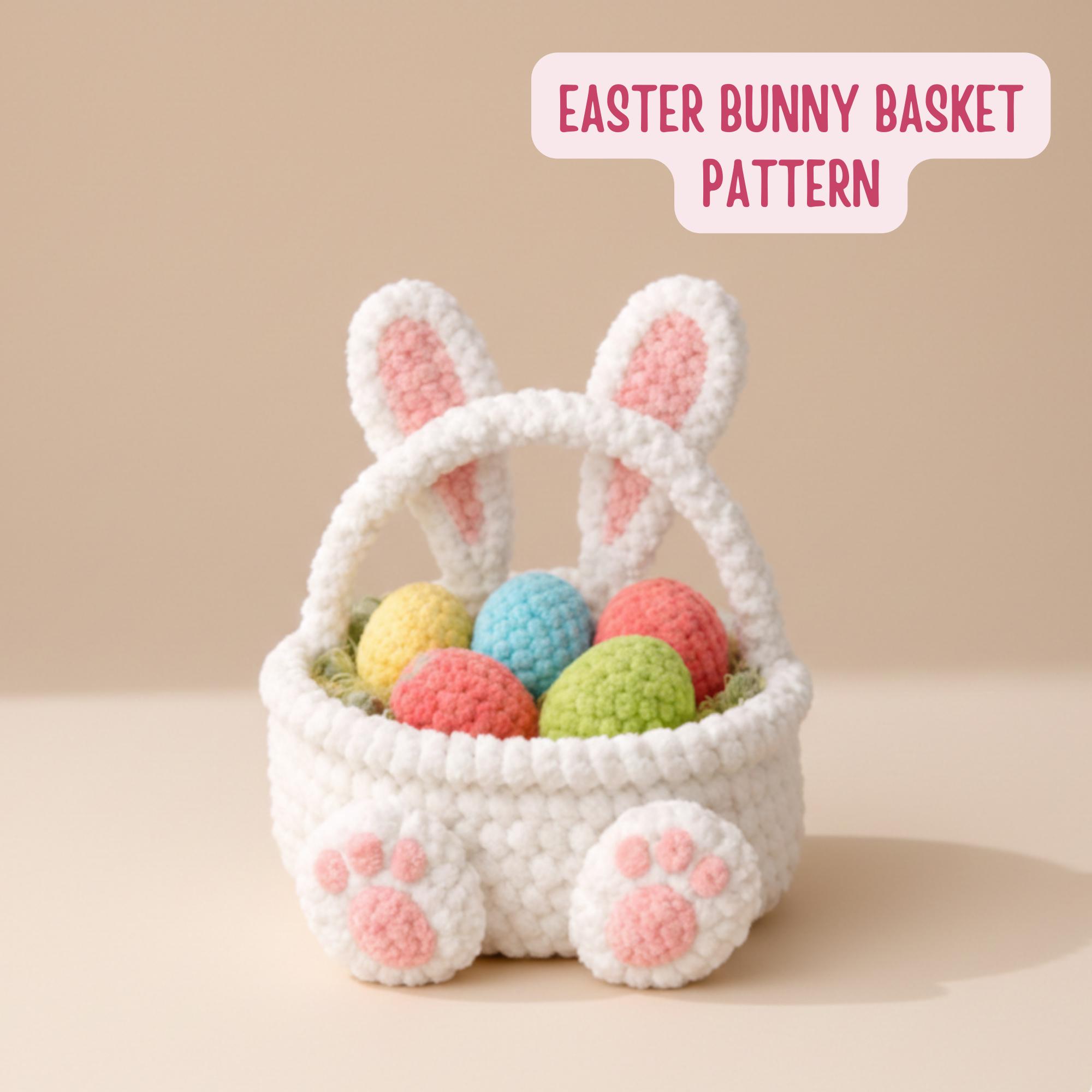 Easter Bunny Basket Crochet Pattern - Easter Basket & Eggs Crotchet Set ...