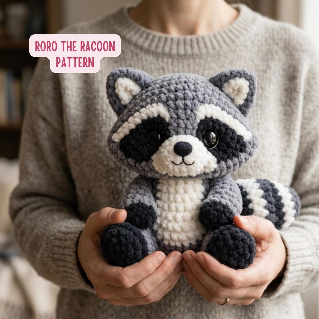 Roro the Raccoon Crochet Pattern PDF - Amigurumi Forest Animal Racoon ...