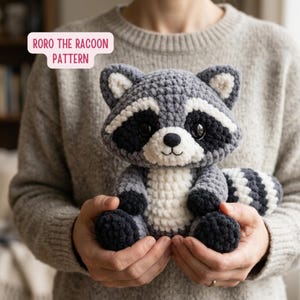 Roro the Raccoon Crochet Pattern PDF - Amigurumi Forest Animal Racoon Plush Toy, Cute Woodland Crochet Toy, Digital Download