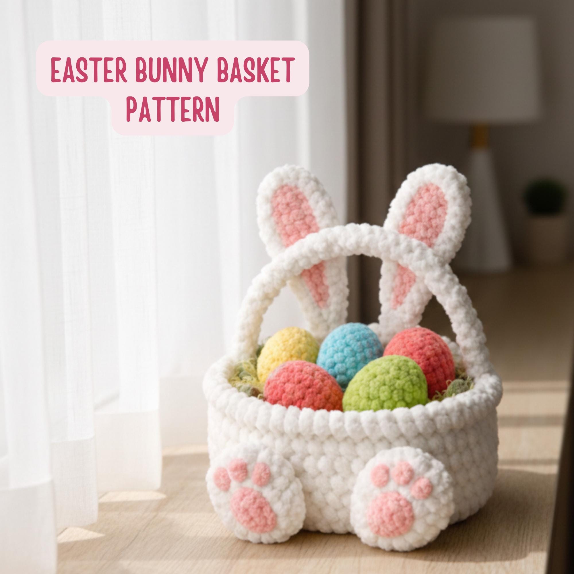Easter Bunny Basket Crochet Pattern - Easter Basket & Eggs Crotchet Set ...