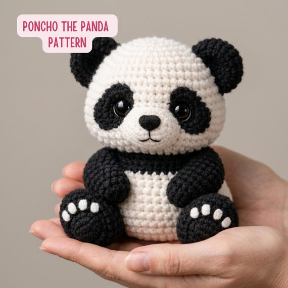 Panda Crochet Pattern - Cute Amigurumi Panda Bear Plush, Beginner Friendly Animal Crochet Toy, Instant  PDF