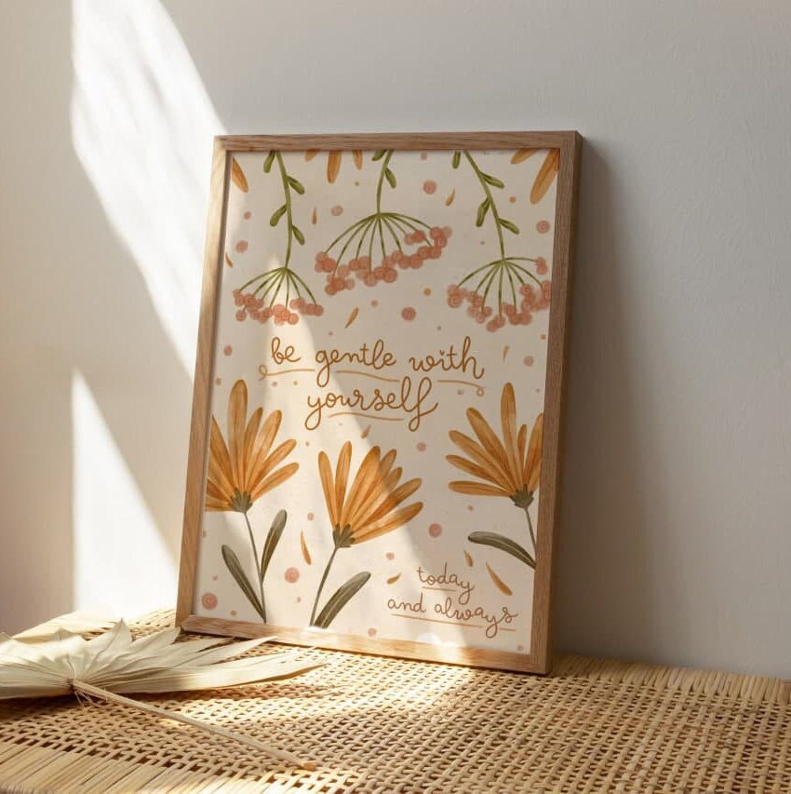 Selflove Reminder Print Selfcare Wall Art Small Gift Botanical Etsy