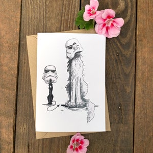 Millie et le loup - Carte de voeux Storm Trooper, carte vierge, carte Star Wars, carte d'art cinématographique, cartes de geek.