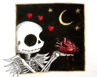 Take it, it’s Yours’ - greetings card, blank card, valentines card, love card, goth greetings card, anatomical heart.