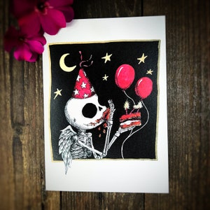Kuchen! - Schädel Grußkarte, Geburtstag, Valentinstag, Liebeskarte. Gothic Geburtstag, alternativer Geburtstag