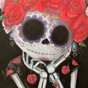 Sugar Skull Giclee Print: &#39;Ruby&#39; Dia de los Muertos Art (A5)