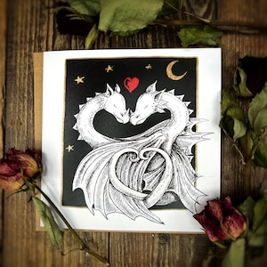 Niedliche Drachen Liebeskarte, Valentine, alternative Valentinskarten, Oscar und Olive, Drache