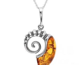 Designer Amber Silver Pendant