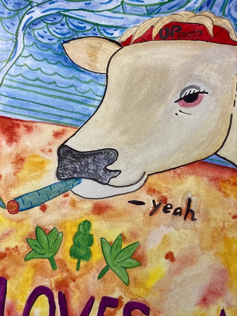 She Loves Grass Cow Print Etsy