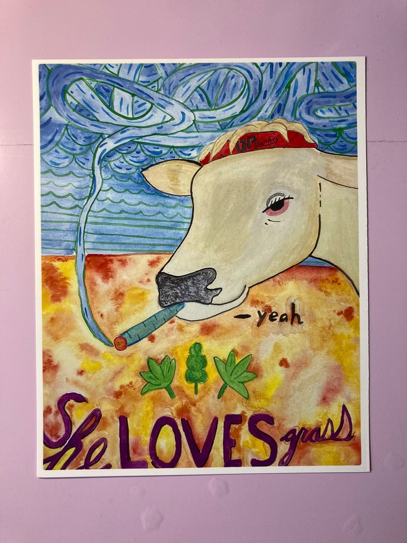 She Loves Grass Cow Print Etsy