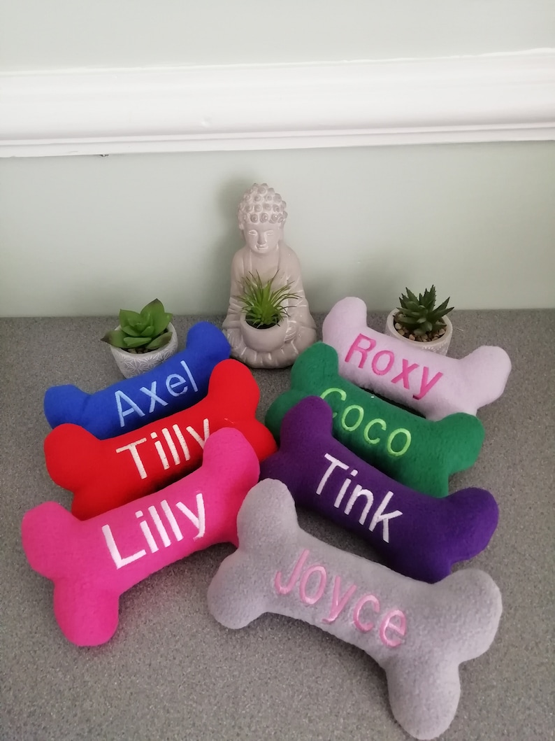 Personalised Embroidered Squeaky Toy Bone. Perfect for Christmas stocking, Birthday present or just as a treat. Ideal for Dogs and Puppies image 9