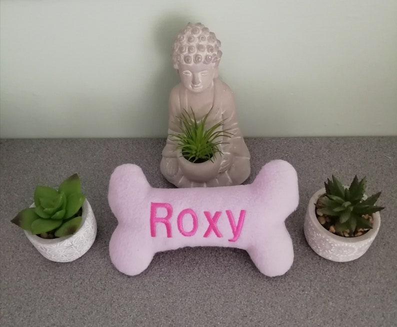 Personalised Embroidered Squeaky Toy Bone. Perfect for Christmas stocking, Birthday present or just as a treat. Ideal for Dogs and Puppies image 3