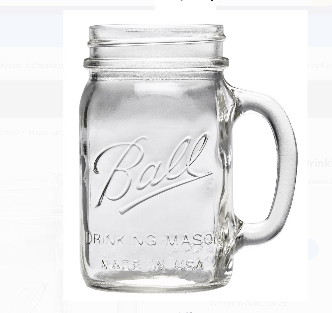 Ball Mason Mug with Handle 4Pack Pint 16 oz. BPAFree Ships Etsy